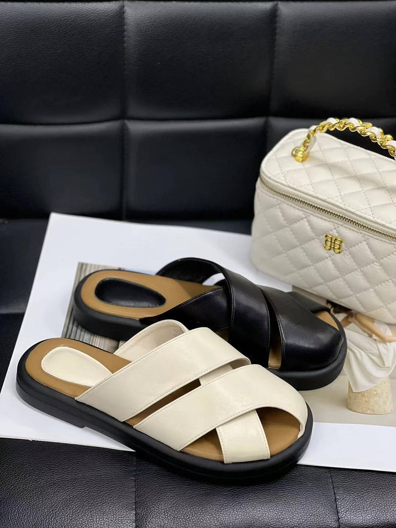 【唯品专属2】8169-9夏季面包头凉拖鞋外穿2024一脚蹬沙滩女鞋