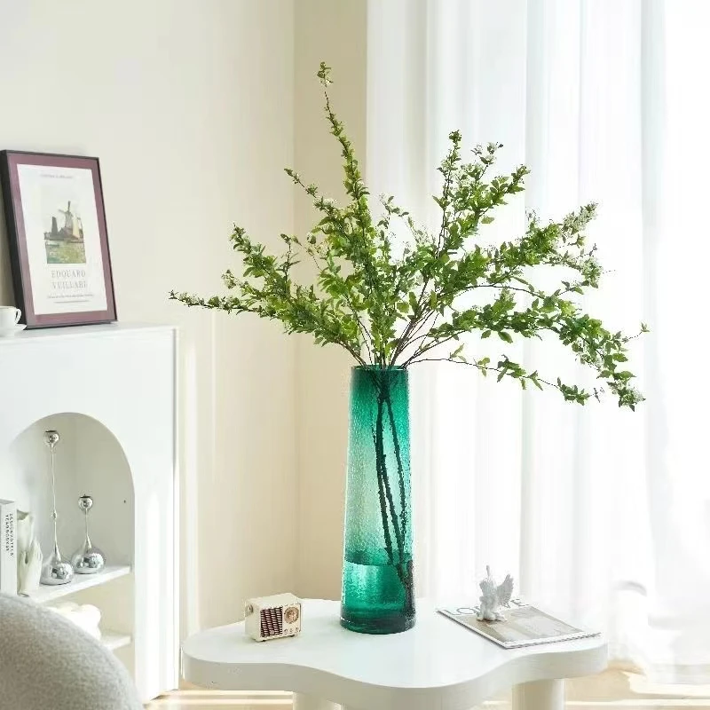 复古森系绿色玻璃花瓶美式祖母绿富贵竹插花高级感客厅装饰