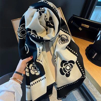 【山茶花围巾】新款冬季优雅山茶花围巾