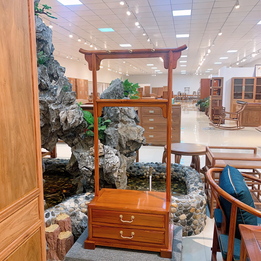 恒达素朴居缅甸花梨（大果紫檀）精品双抽衣帽架