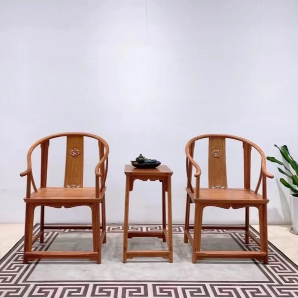 恒达素朴居缅甸花梨(大果紫檀)精品清华款圈椅(板面)三件套