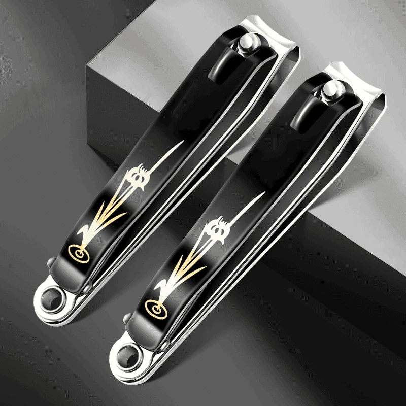 黑印花指甲刀大号平口家用便携式指甲剪带锉刀指甲钳便携修甲工具