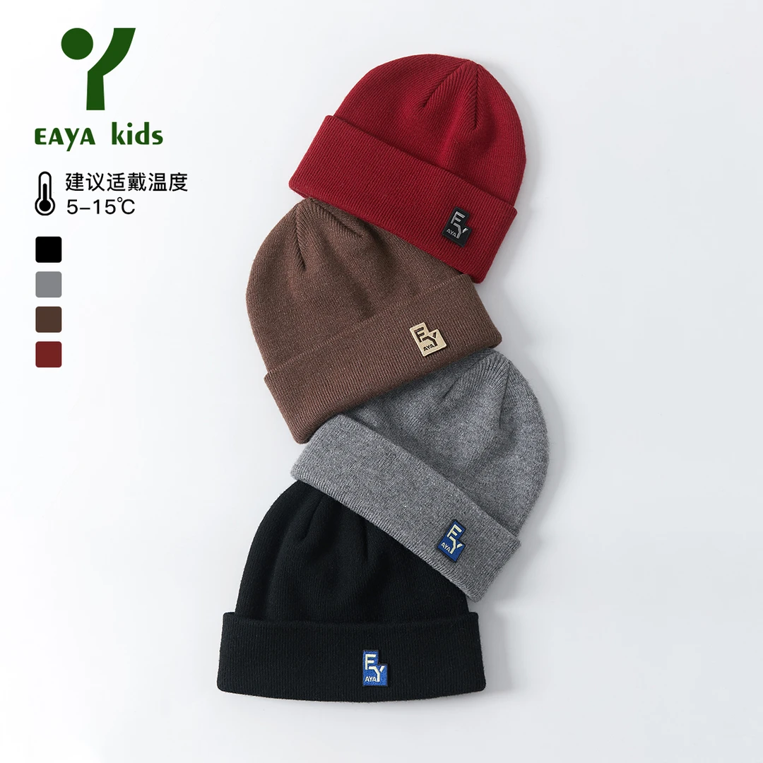 EAYA KIDS中大童【EY造型师】纯色圆顶绣花标毛线帽EYW2301117