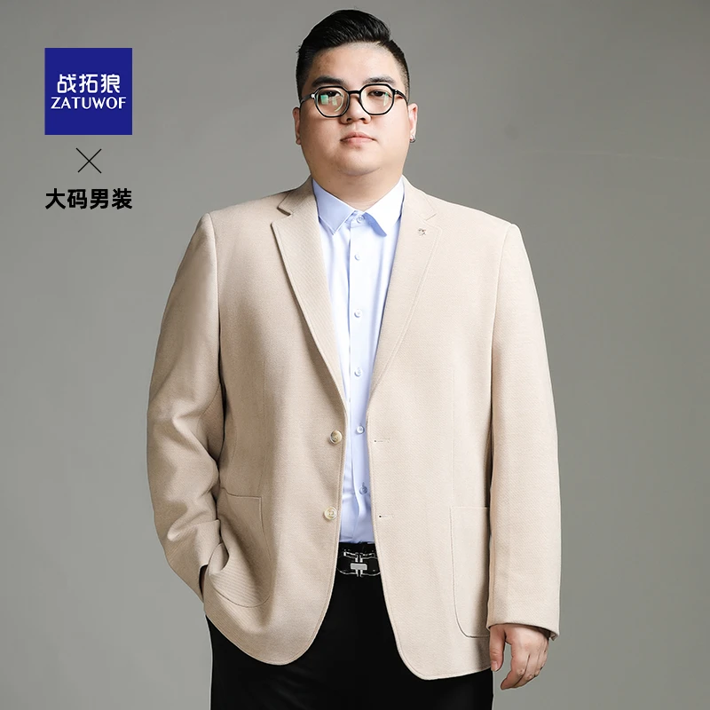 战拓狼春秋新款男式休闲西服外套加肥加大胖子宽松西装男款上衣
