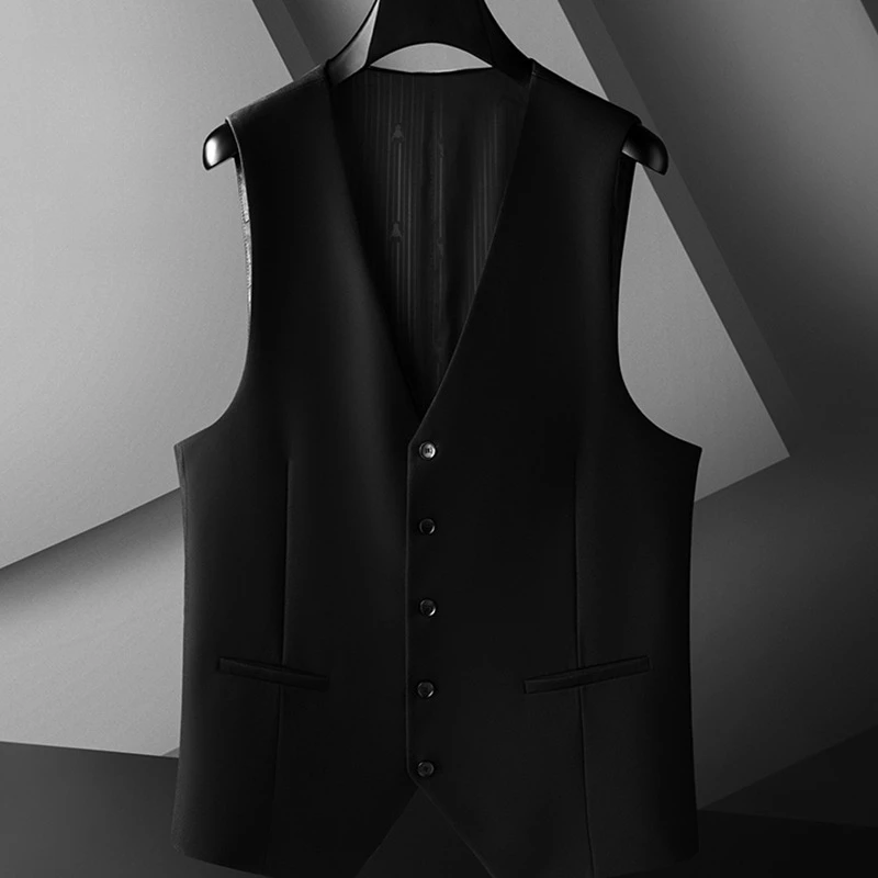 大码男装男式商务休闲马甲西裤胖子宽松加肥加大修身马甲时尚男士