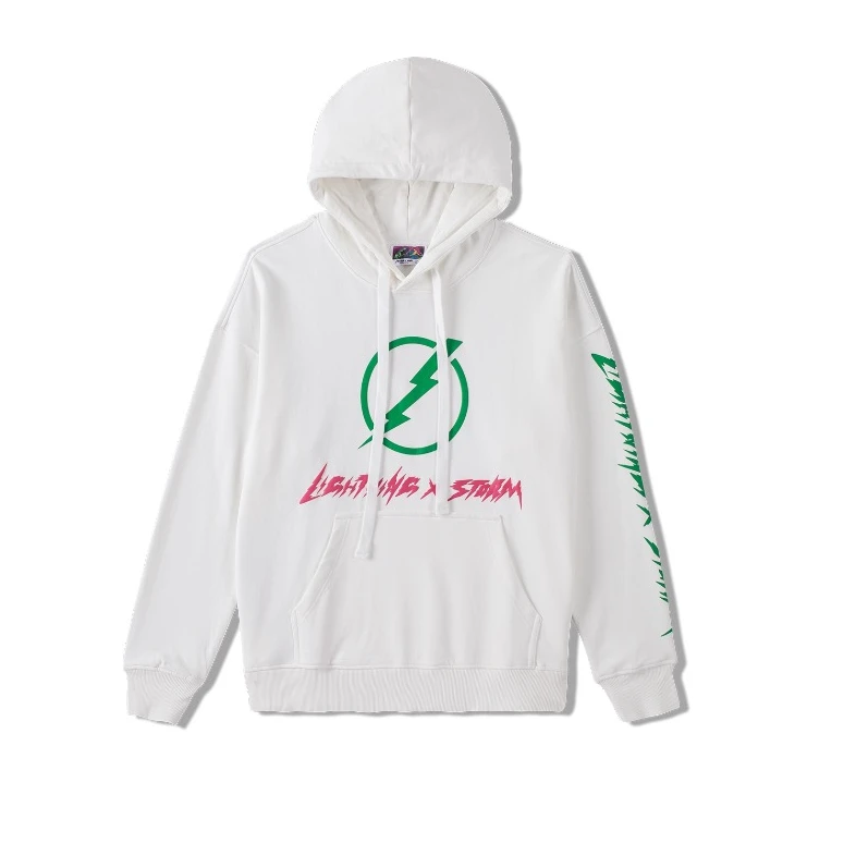 Lightning x Stormx 闪电大字母印花纯棉休闲连帽宽松卫衣男女