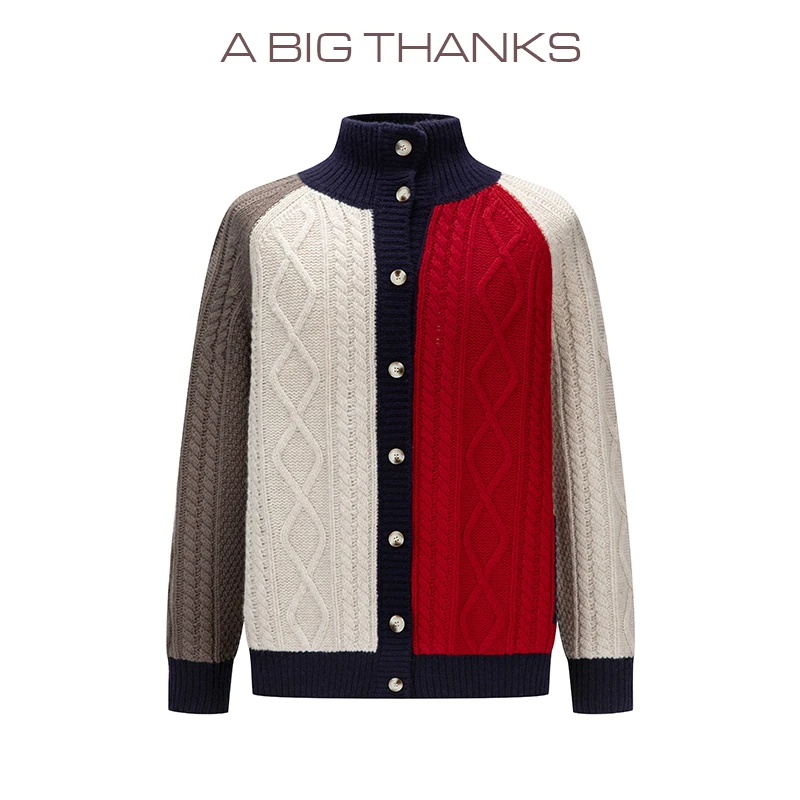 A BIG THANKS 撞色廓形羊毛开衫 ABT2022470