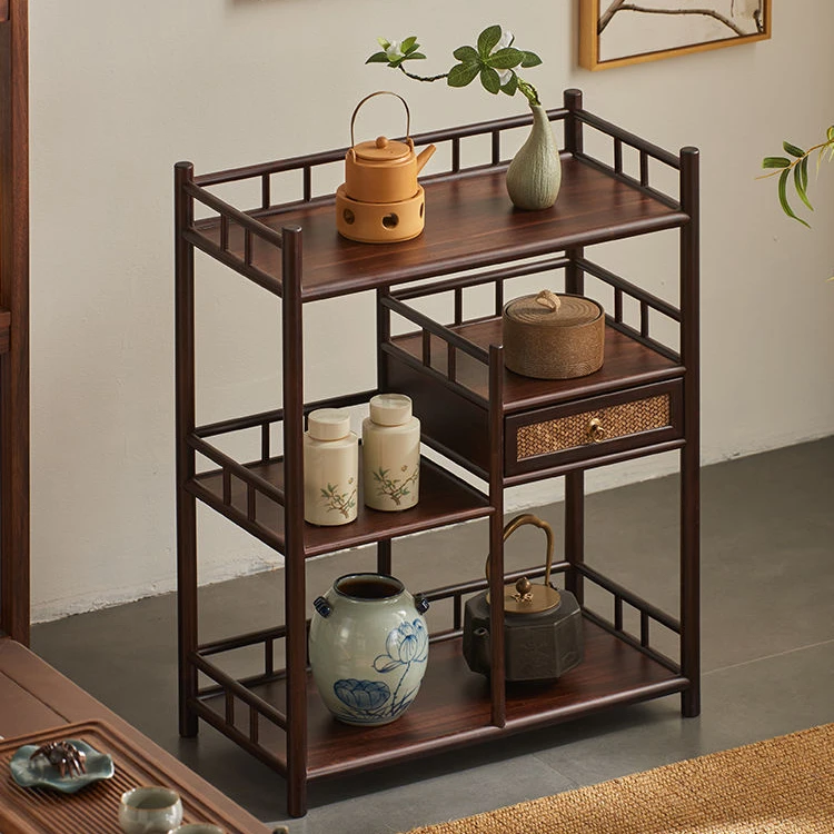 移动茶叶柜新中式博古办公置物架茶台茶桌侧边茶叶具收纳储物柜3S