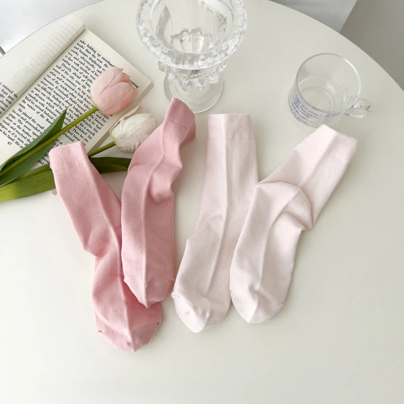 【清仓】春夏月子袜纯色小腿袜常规简约风堆堆袜子女中筒袜棉ins
