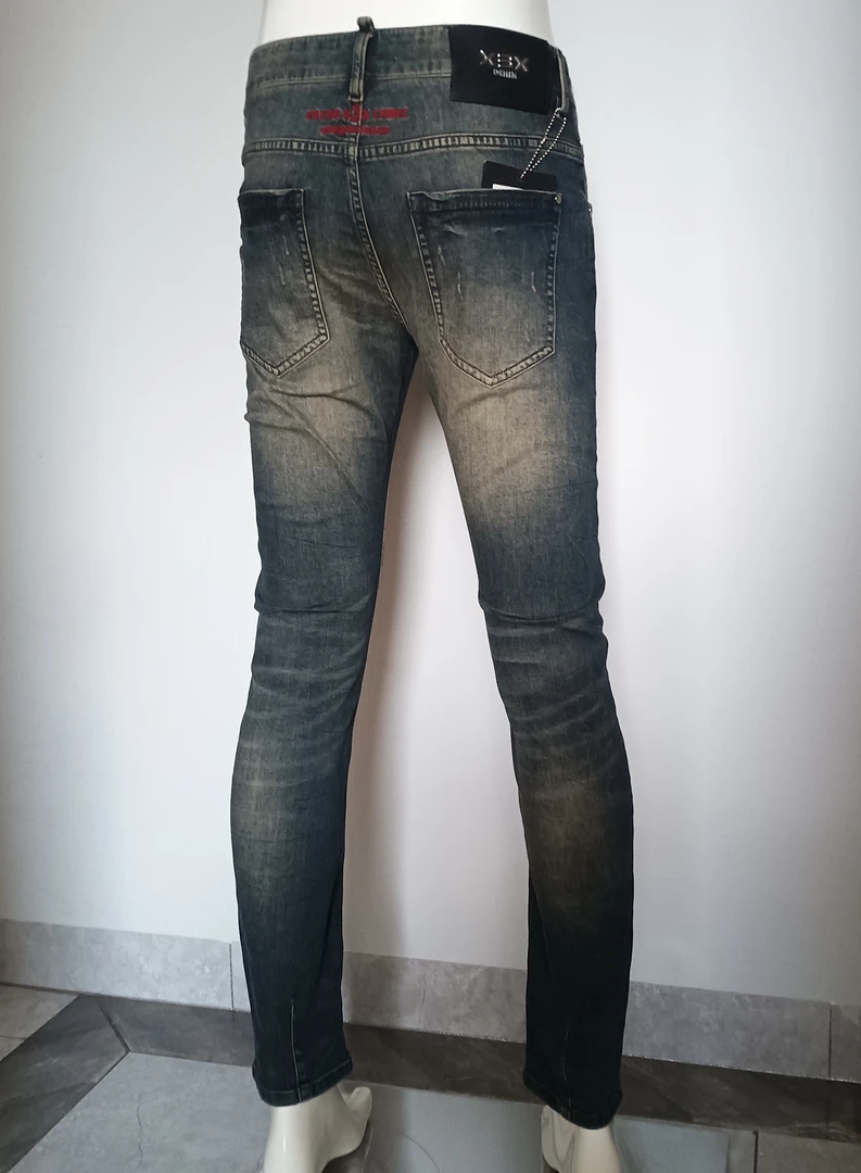 夏季九分21509 爵士蓝简约轻奢百搭中腰小脚修身不紧身欧货牛仔裤