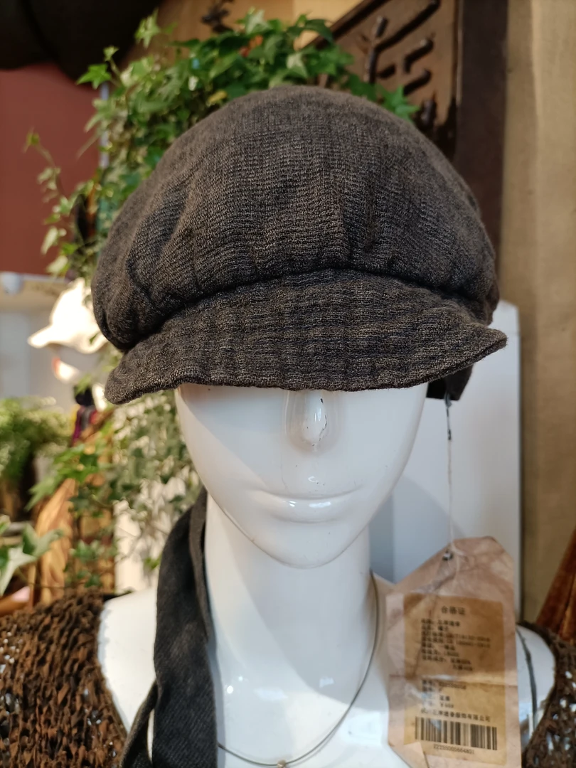 左岸迷香平顶帽子亚麻洋气冬季新款2025针织秋冬八角帽Z22SS0056