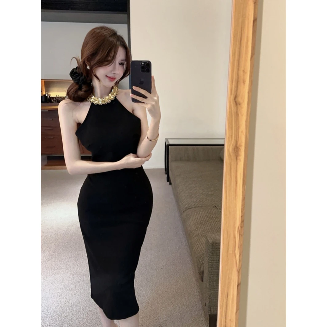 复古性感生日party小礼裙赫本风高级感晚宴礼服黑色连衣裙女春季