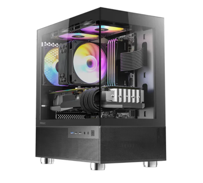 安钛克CX200M无立柱全景房机箱 MATX垂直风道设计支持各类显卡