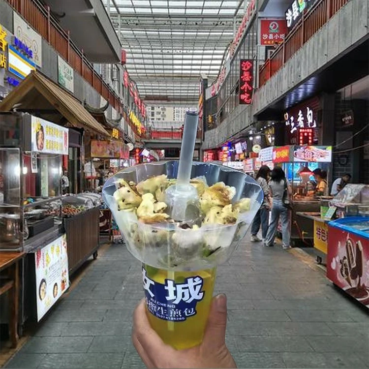 网红冒烟行走的火锅杯一次性双隔层杯关东煮煎包可乐杯子定制logo