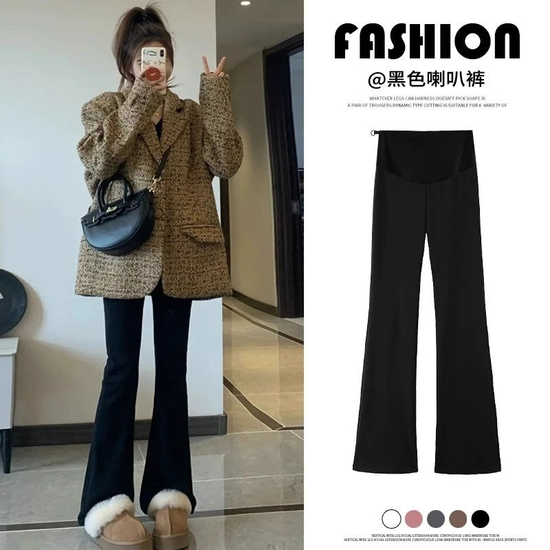 孕妇裤子春秋2025新款小个子洋气时髦微喇叭裤孕孕妇打底裤冬加绒