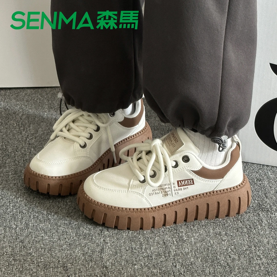 森马新款2024厚底增高小白鞋百搭舒适休闲显腿长ins网红复古女鞋