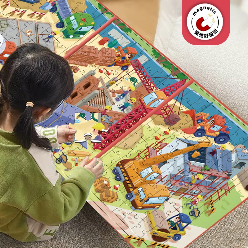 磁性拼图3-6岁宝宝儿童益智玩具4孩子进阶大开本男女孩礼物恐龙