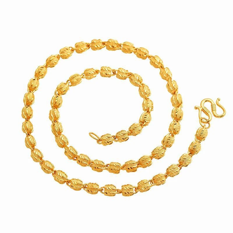 铜合金项链 合金项链 项链男不掉色磨砂男士项链核桃橄榄链链子