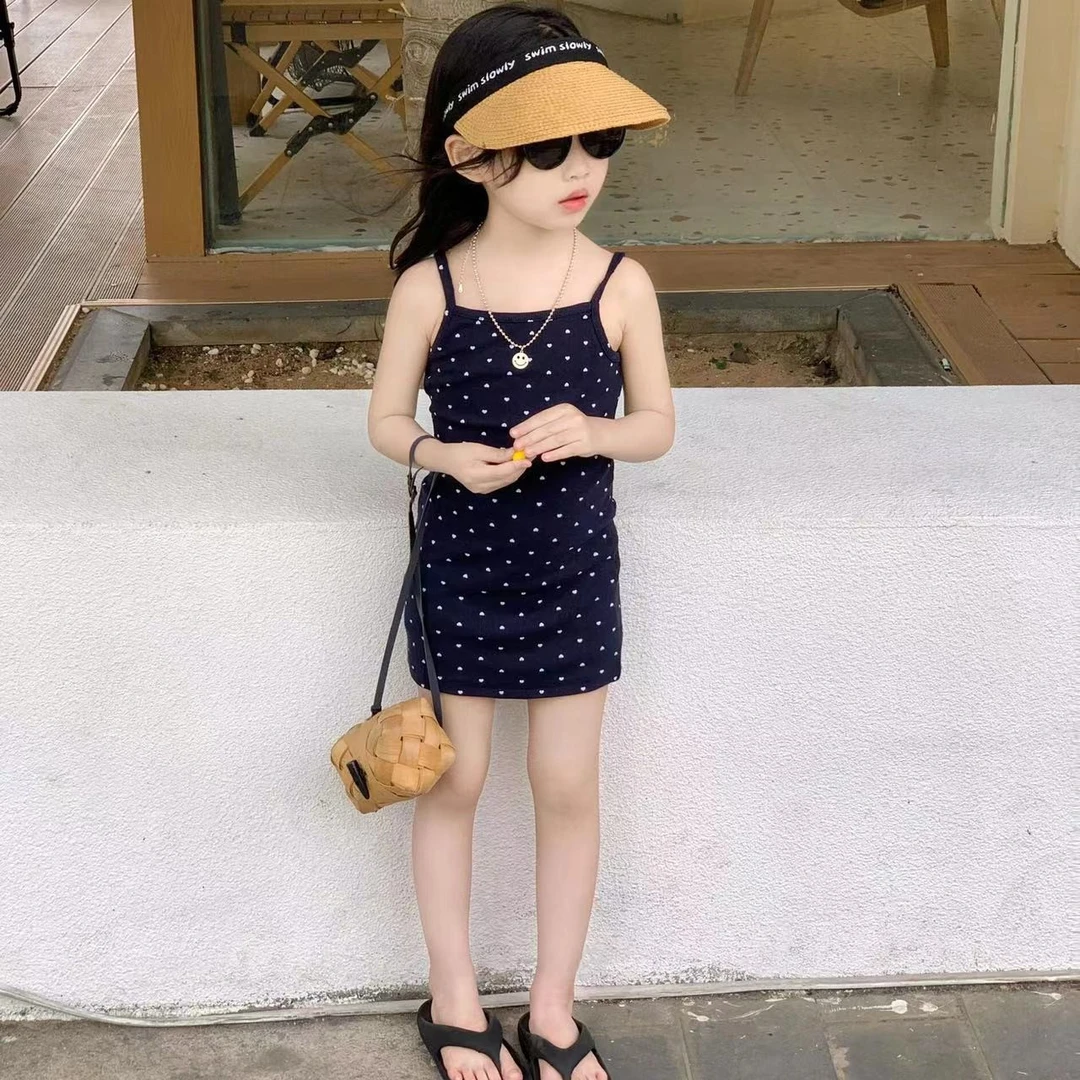 壹妈碎花童装女童网红洋气吊带裙夏季儿童纯棉连衣裙宝宝背心裙