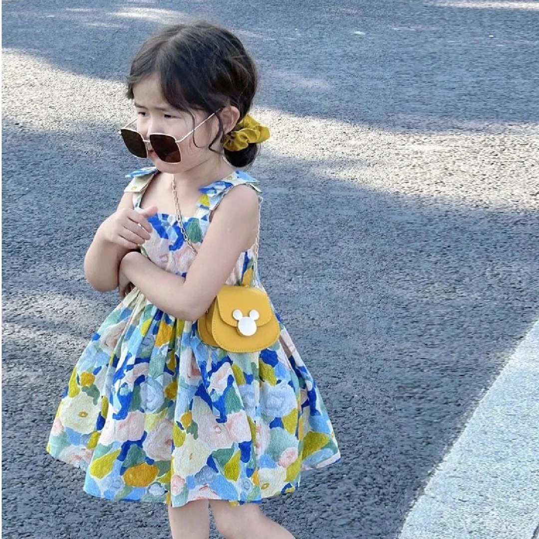 壹妈童装女童时尚吊带裙夏季新款洋气时髦甜美连衣裙儿童棉绸裙子