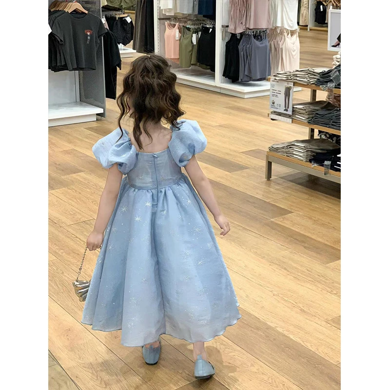 壹妈童装潮款女童小女孩气质连衣裙新款夏装儿童法式泡泡袖公主裙