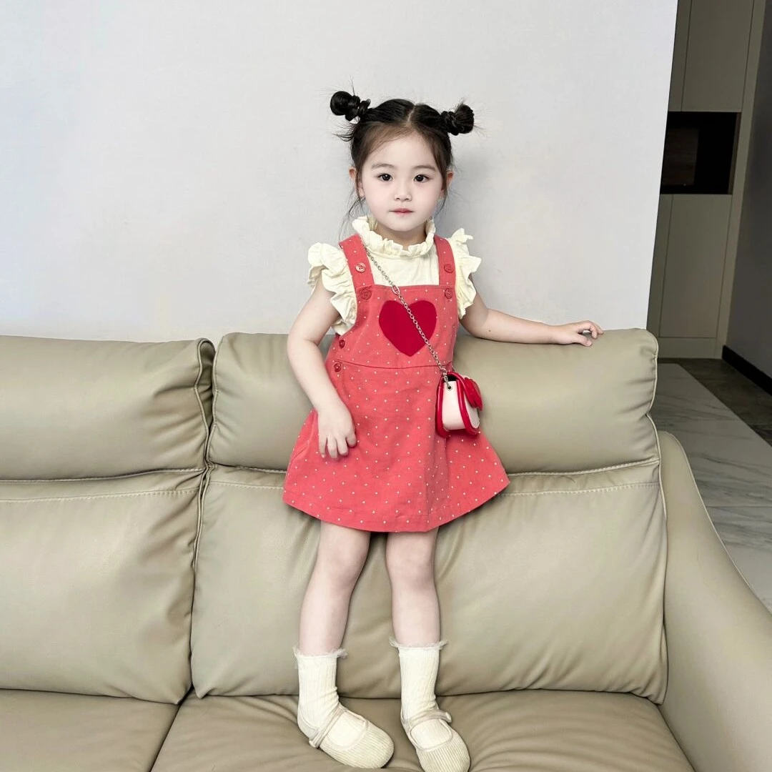 壹妈韩版童装女童背带裙新款套装夏季儿童洋气甜美衬衫连衣裙
