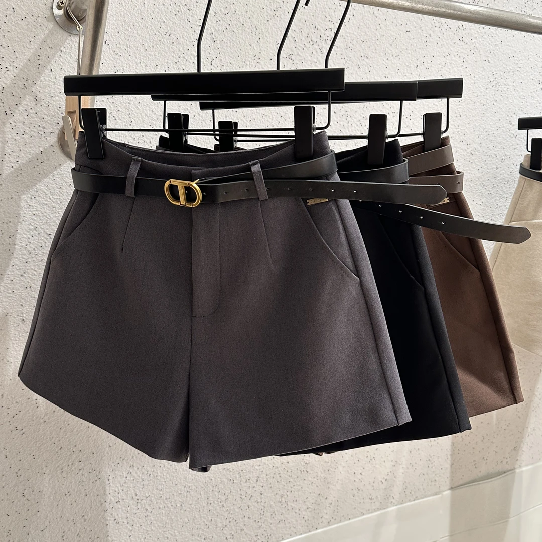 加厚西装短裤女秋冬高腰显瘦a字阔腿裤百搭修身外穿靴裤休闲裤