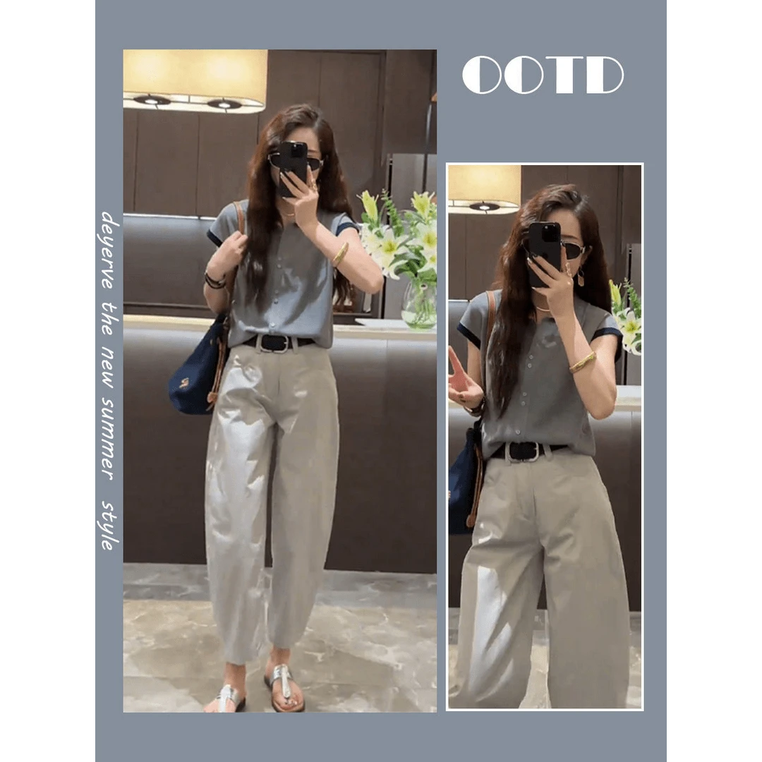 夏装搭配一整套轻熟夏季穿搭女装小众不撞款上衣职业今年流行套装