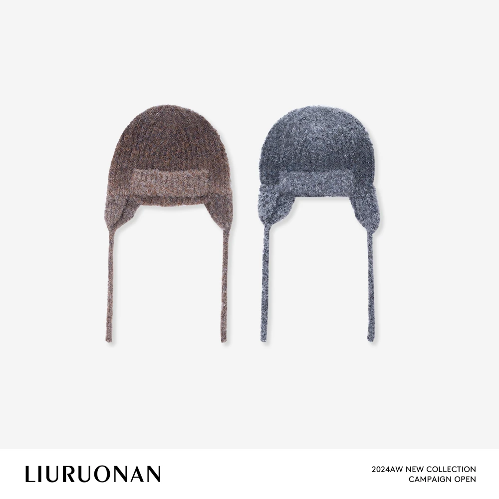 IURUONAN 24JJ 【雷锋帽】双色针织冬季保暖护耳帽