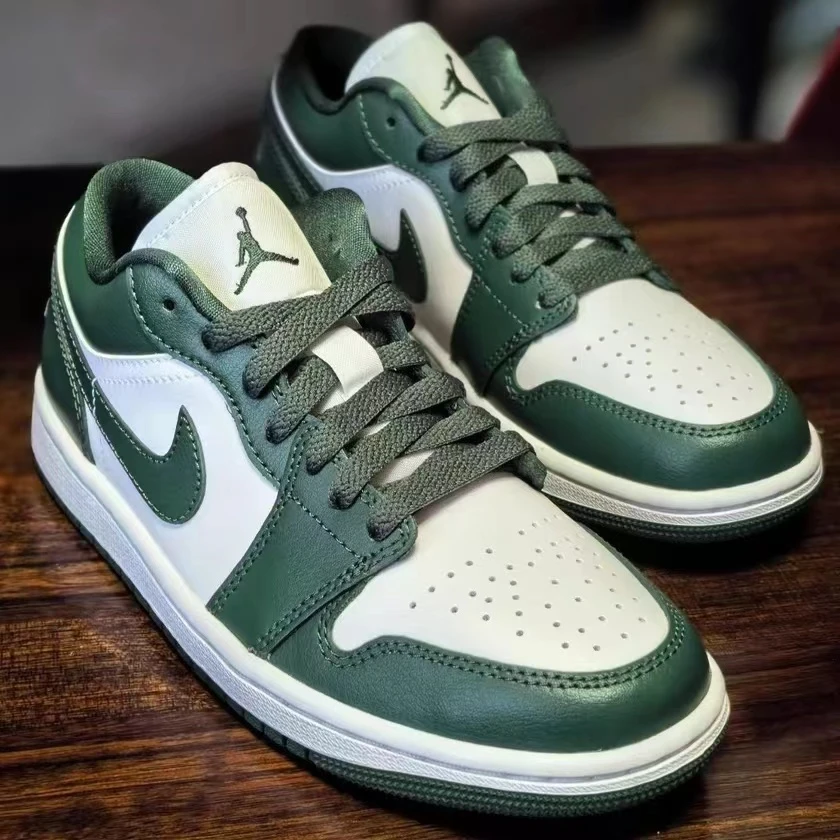 耐克Air Jordan 1 aj1耐磨透气低帮复古篮球鞋女款白绿色官方正品