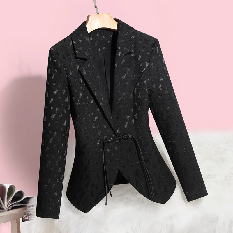 国风盘扣西装外套女短款春秋新款修身小个子时尚复古百搭西服