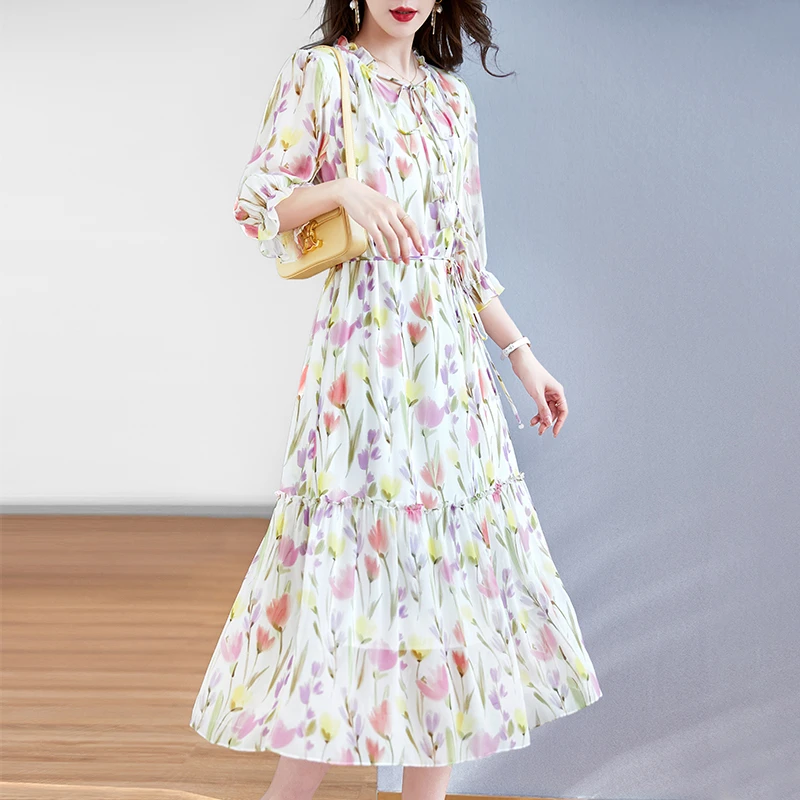 【小淡总专属】水墨佳人气质时尚百搭桑蚕丝连衣裙82399587