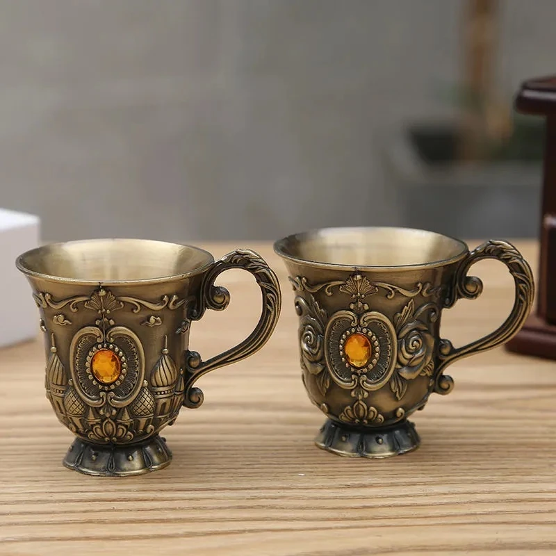 创意金属青铜小酒杯古典欧式家用复古白酒杯小口杯祭祖仿古高档杯