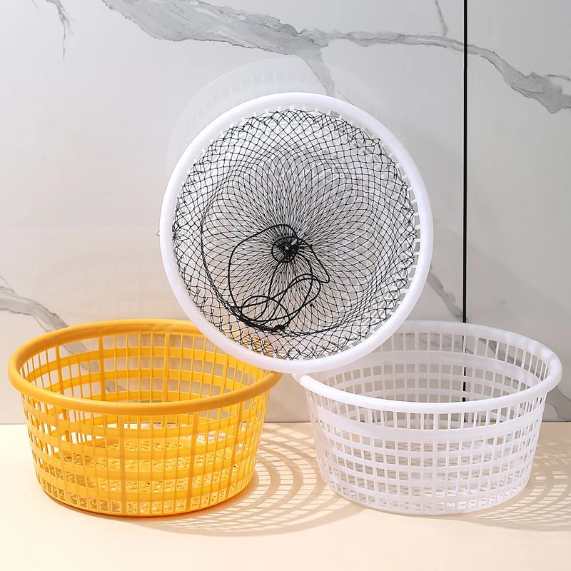 小麓班圆形蔬菜筐塑料运输带网海鲜螃蟹小龙虾水产周转箩筐收纳筐