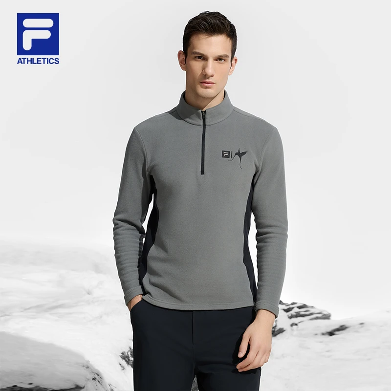 FILA斐乐秋冬季半拉链高领保暖抓绒打底健身衣长袖衫A11M446207F