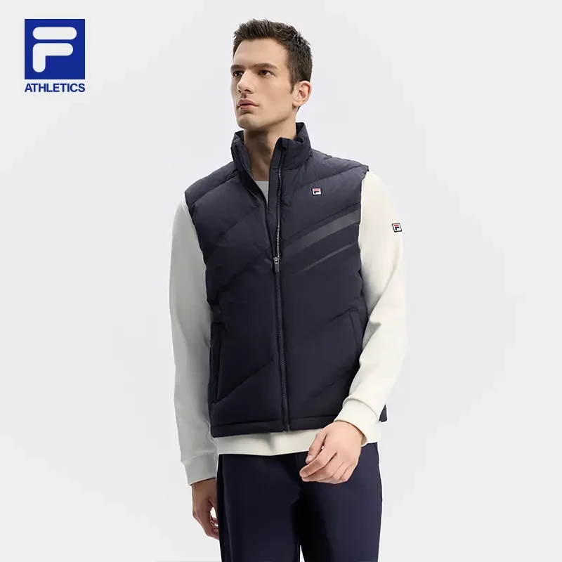 FILA斐乐【轻薄保暖】新款网球运动立领无帽羽绒马甲男 A11M443903F