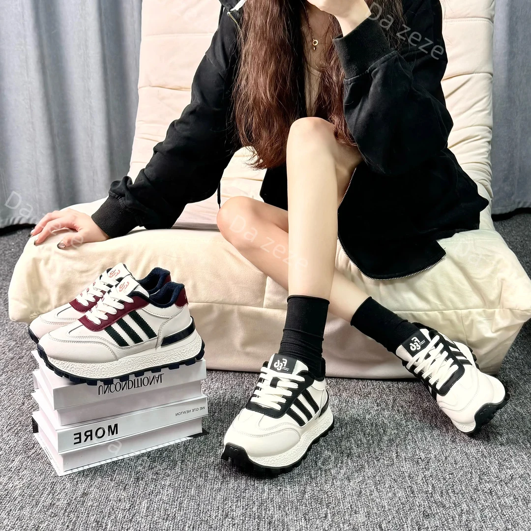 雪梨 华夫阿甘鞋女2024潮流厚底黑白秋冬保暖防滑运动鞋6788