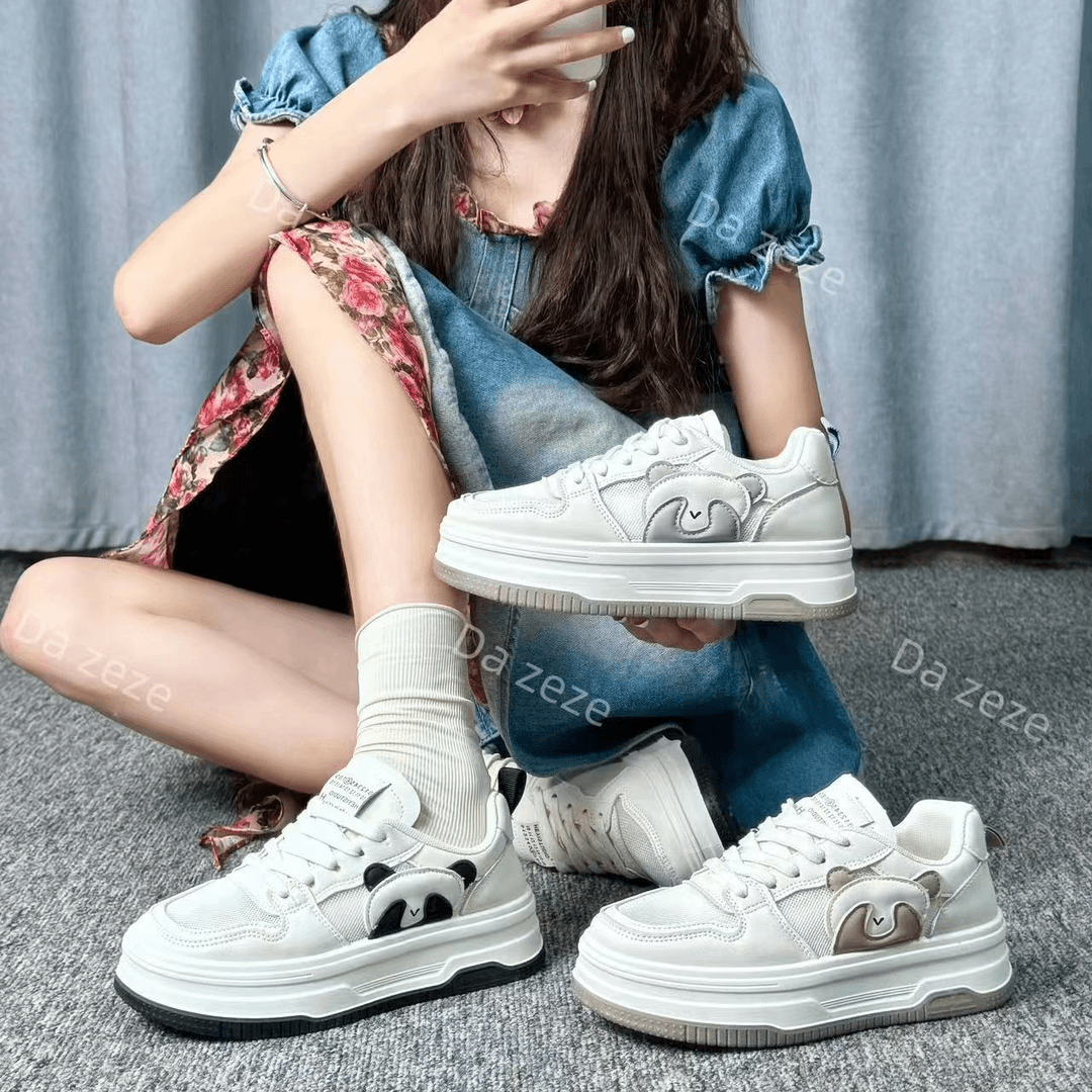 呆呆熊  2024夏季网面小白鞋女2024新款板鞋增高运动休闲鞋V21x1