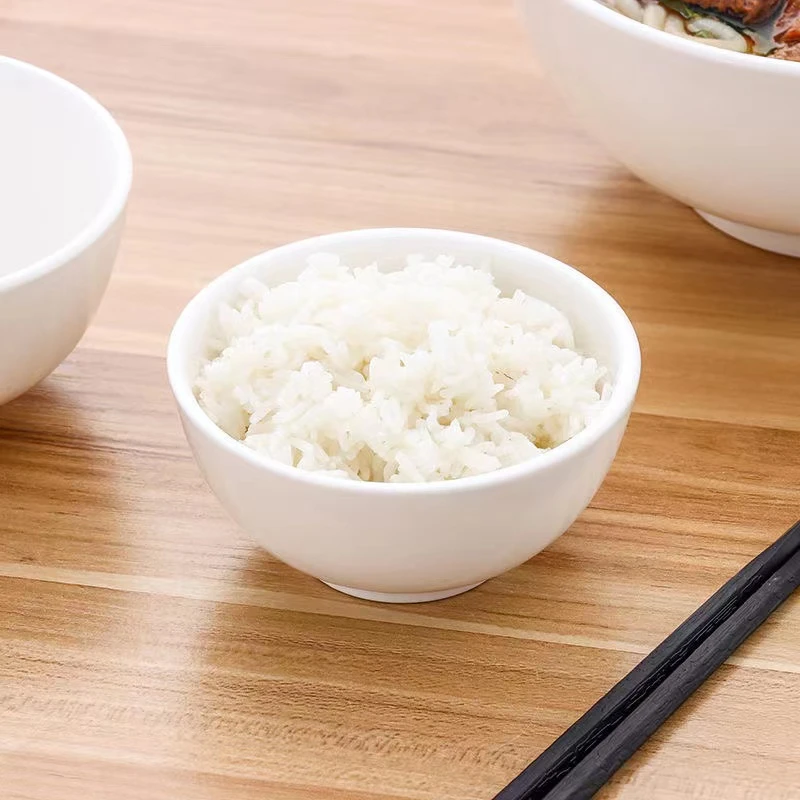 10个装4.5英寸直口碗纯白色米饭碗陶瓷家用吃饭喝汤耐高温餐具