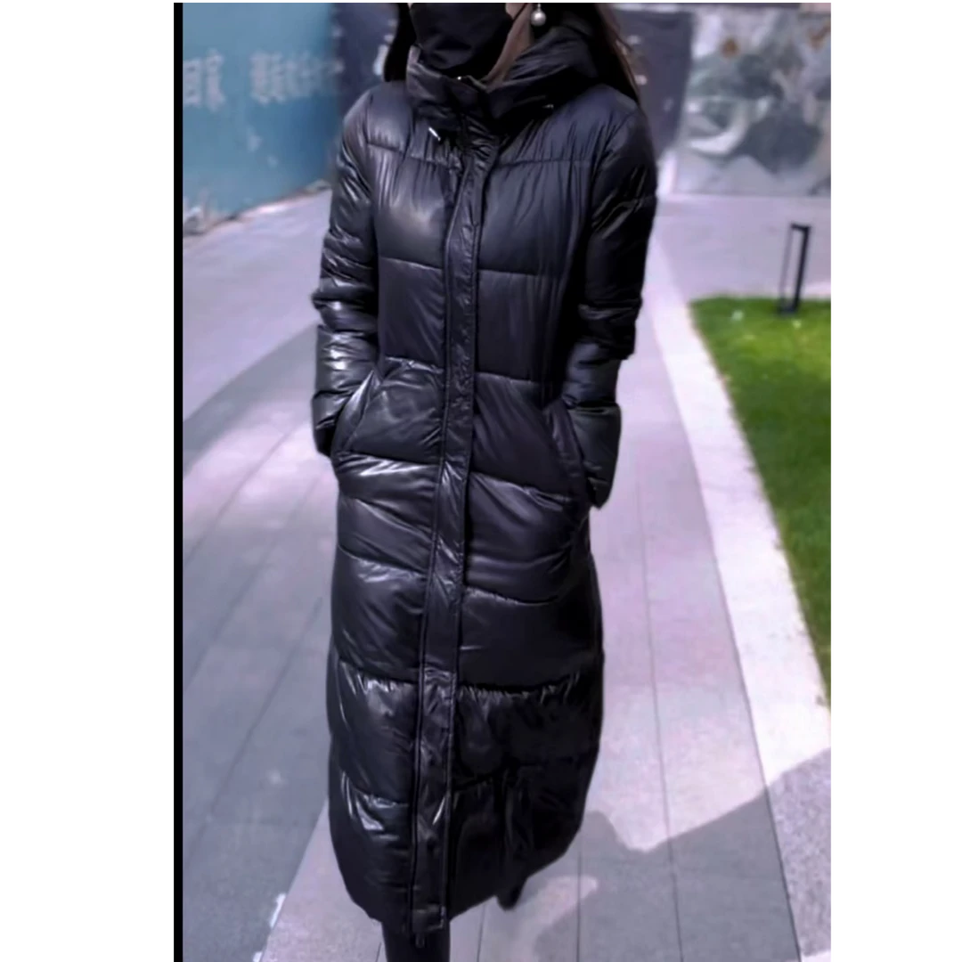 2024新款时尚洋气百搭气质优雅显瘦连帽百搭棉服中长款加厚保暖