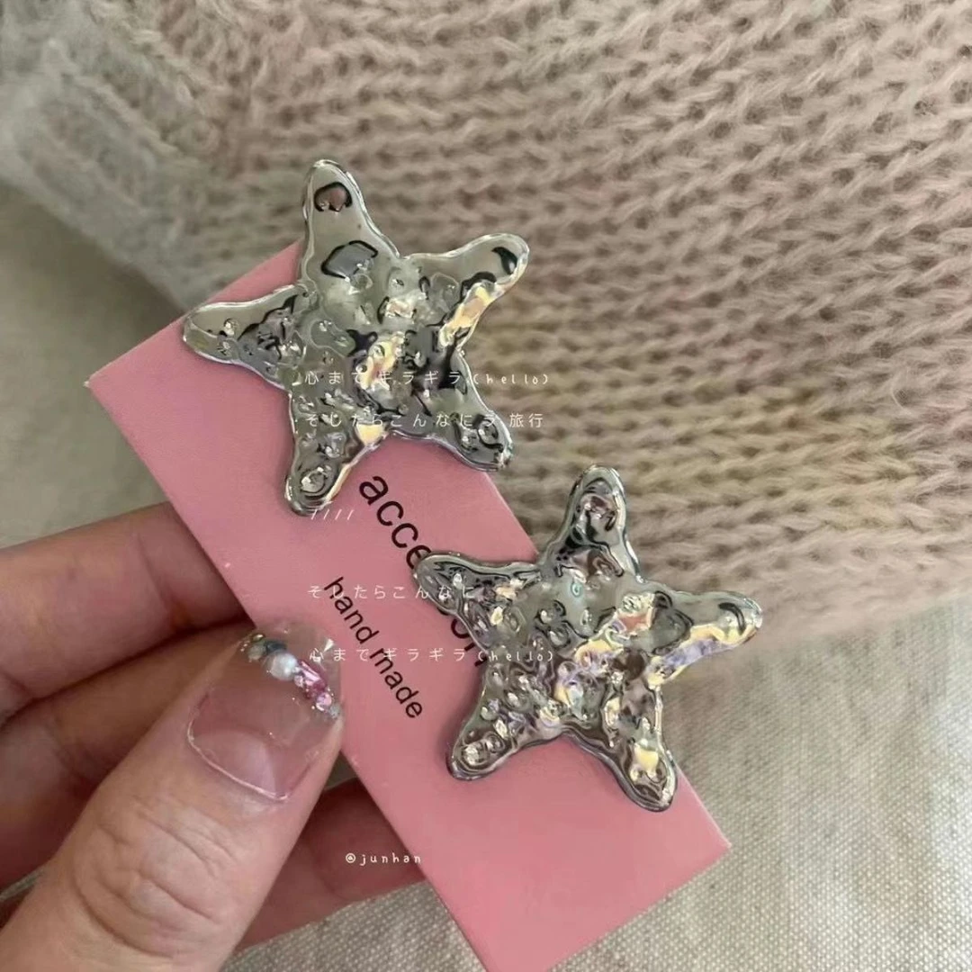 亮面金属星星发夹韩系少女y2k甜酷网红发卡前额碎发刘海夹侧边夹