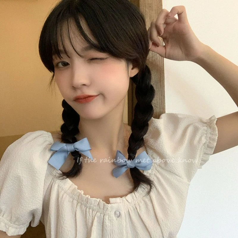 网红奶白色蝴蝶结发饰发夹女超仙甜美小清新可爱刘海百搭夹子头饰
