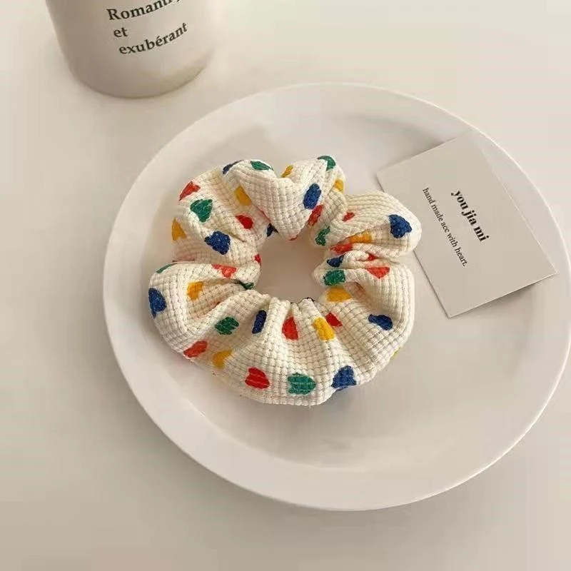 华夫格发圈少女大肠圈简约发饰韩版头饰新款甜美可爱头绳气质发绳