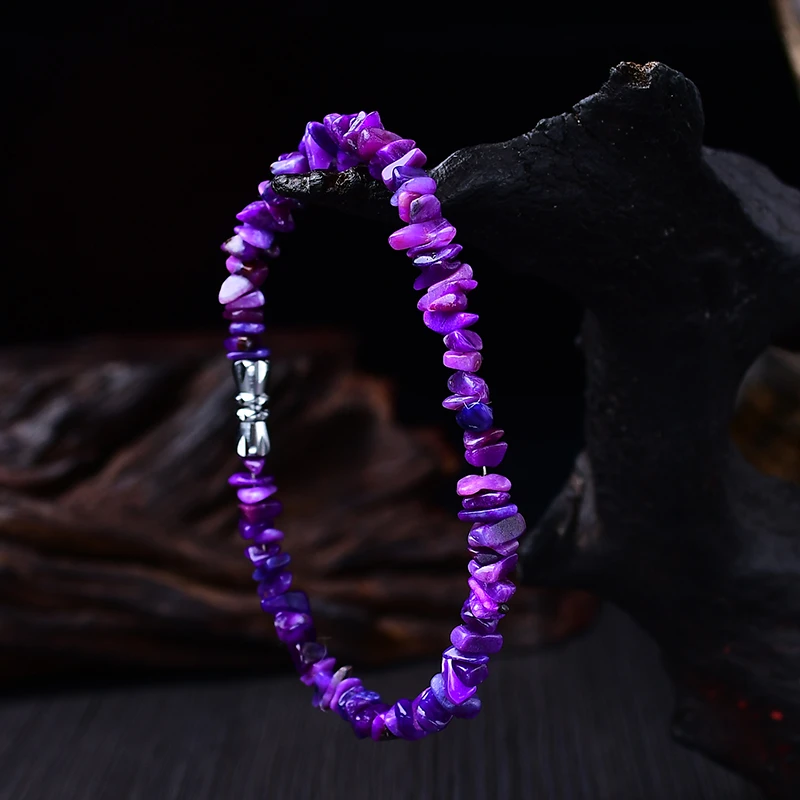 天然南非老料玉化料皇家紫舒俱来碎石手链女士款/多样性发其一