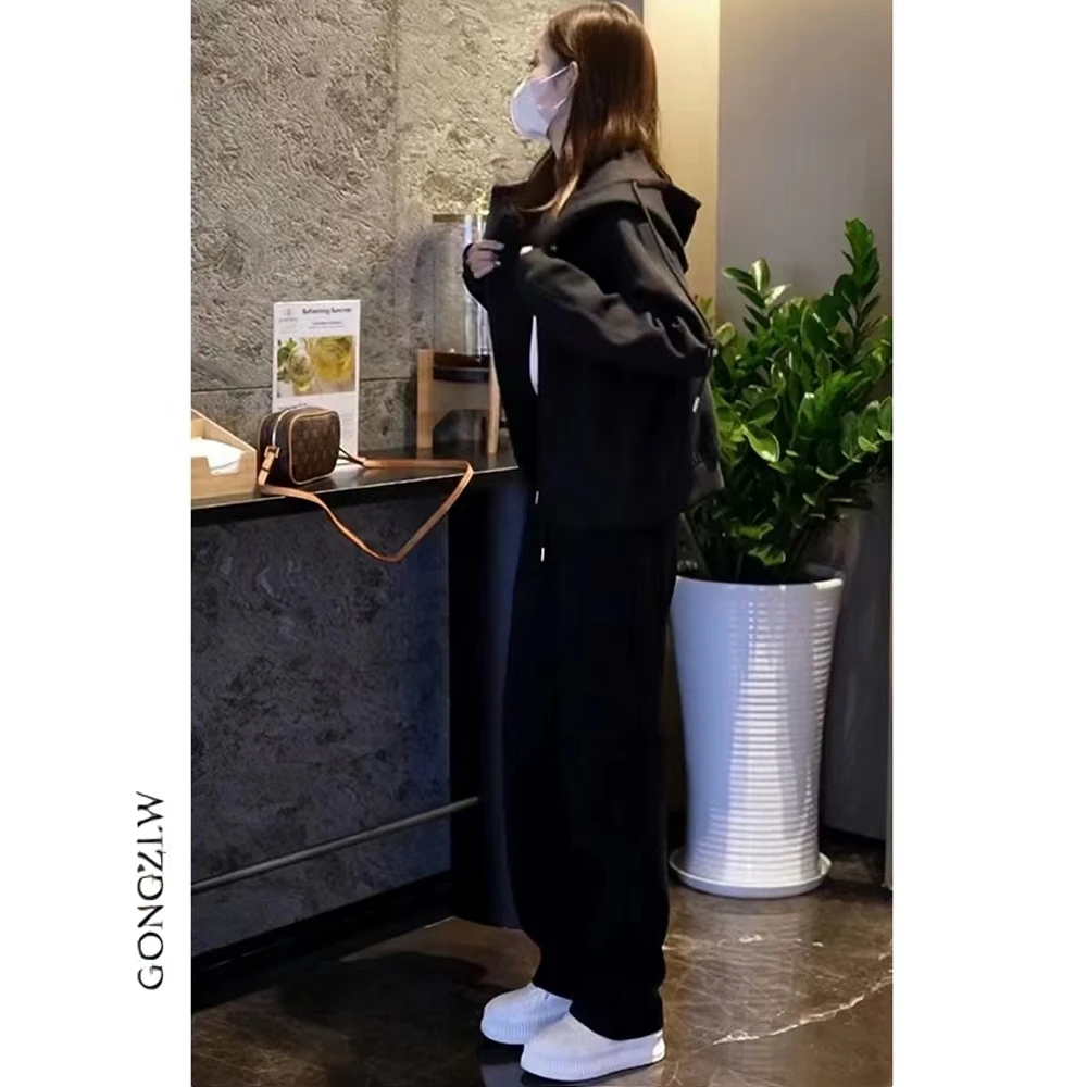 盐系穿搭一整套休闲套装女秋季新款百搭显瘦时尚减龄阔腿裤两件套