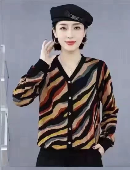 2023年时尚条纹棉质百搭妈妈装