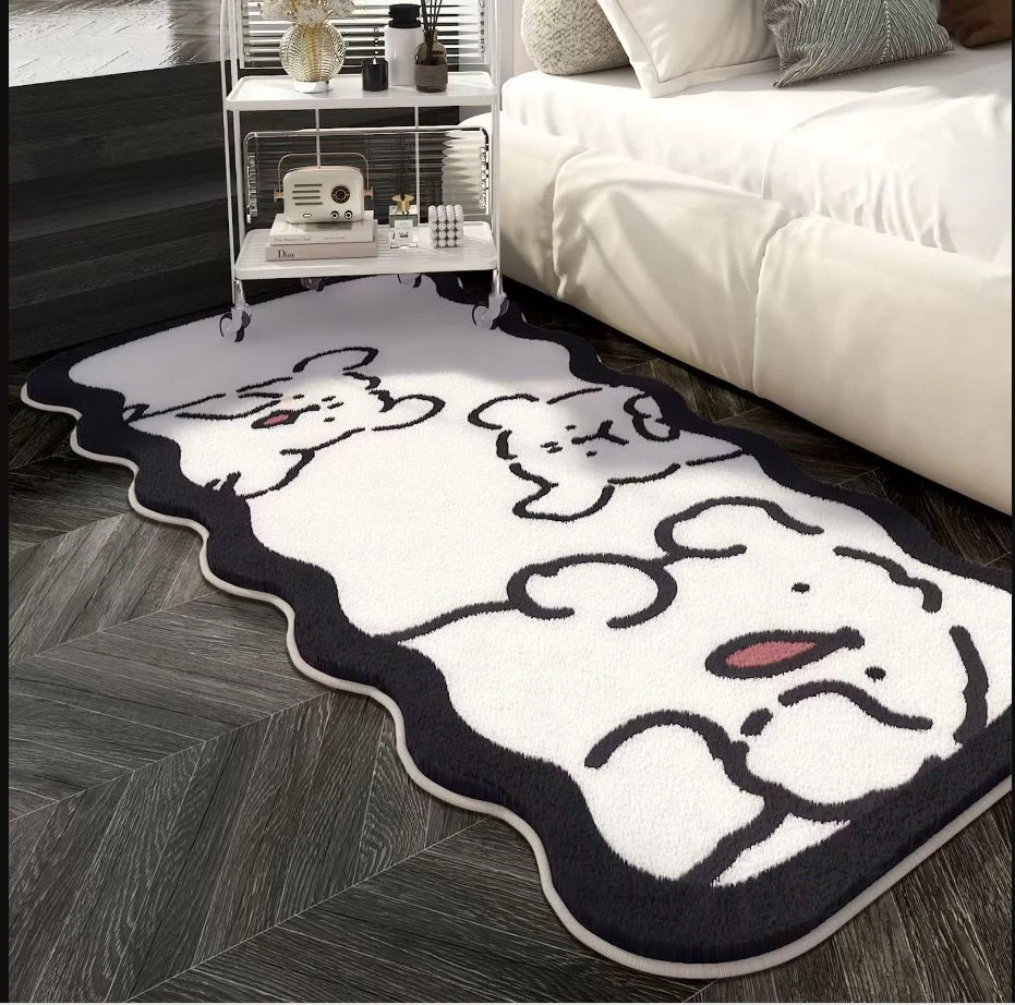 【线条小狗】地毯卧室床边毯简约仿羊绒少女风汽车坐垫茶几毯