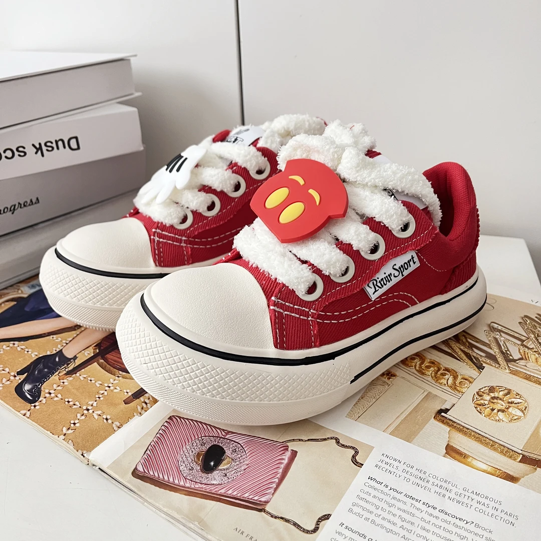 路珈小镇 A211春季新款2025红色帆布鞋丑萌休闲鞋学生大头女鞋
