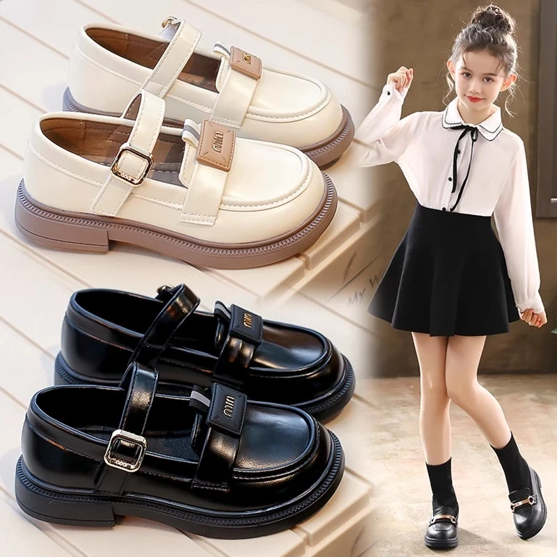 ABC女童小皮鞋2025秋季新款女孩软底黑色演出鞋时尚百搭单鞋学生