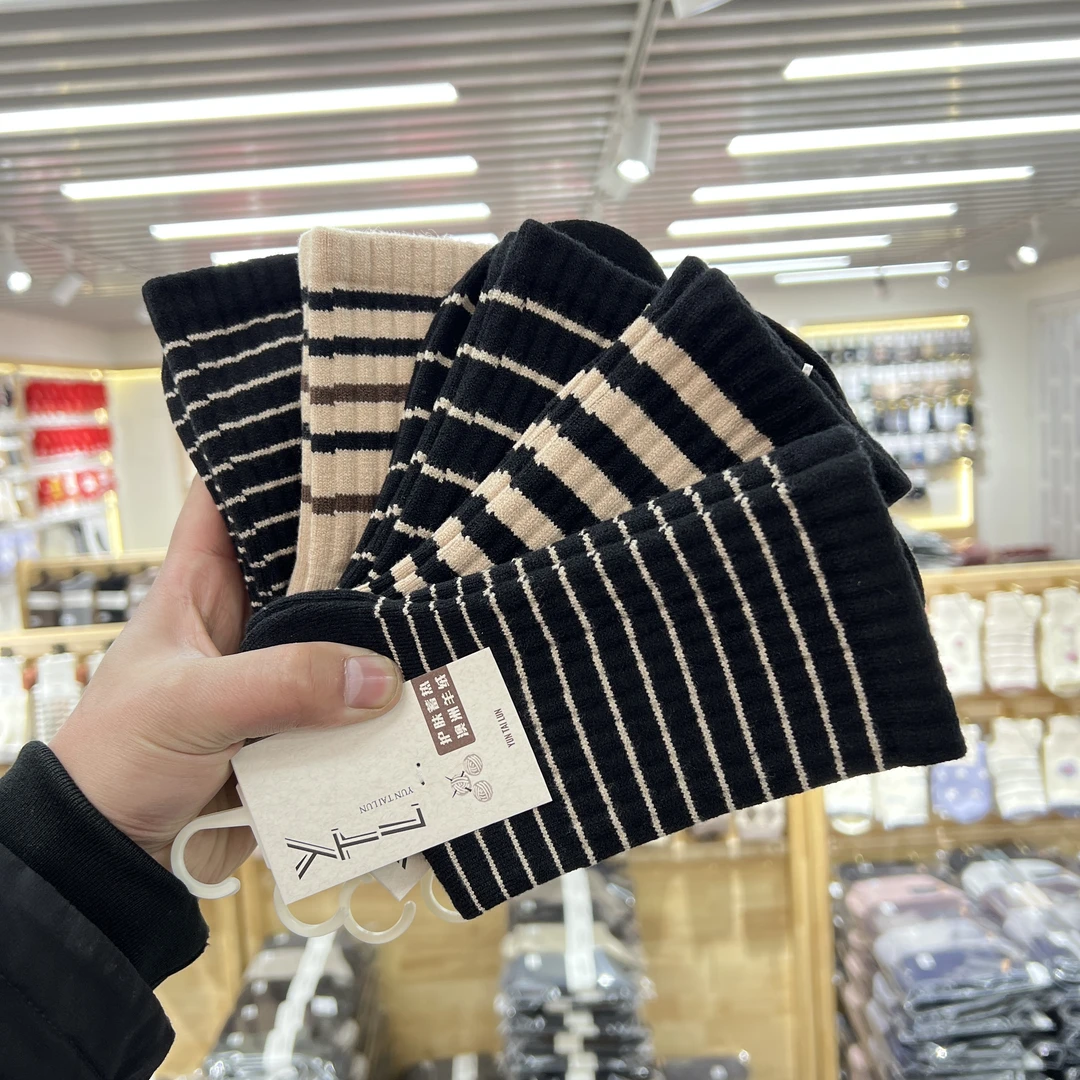 5双女士秋冬仿羊绒加厚高筒保暖袜云泰仑611-40